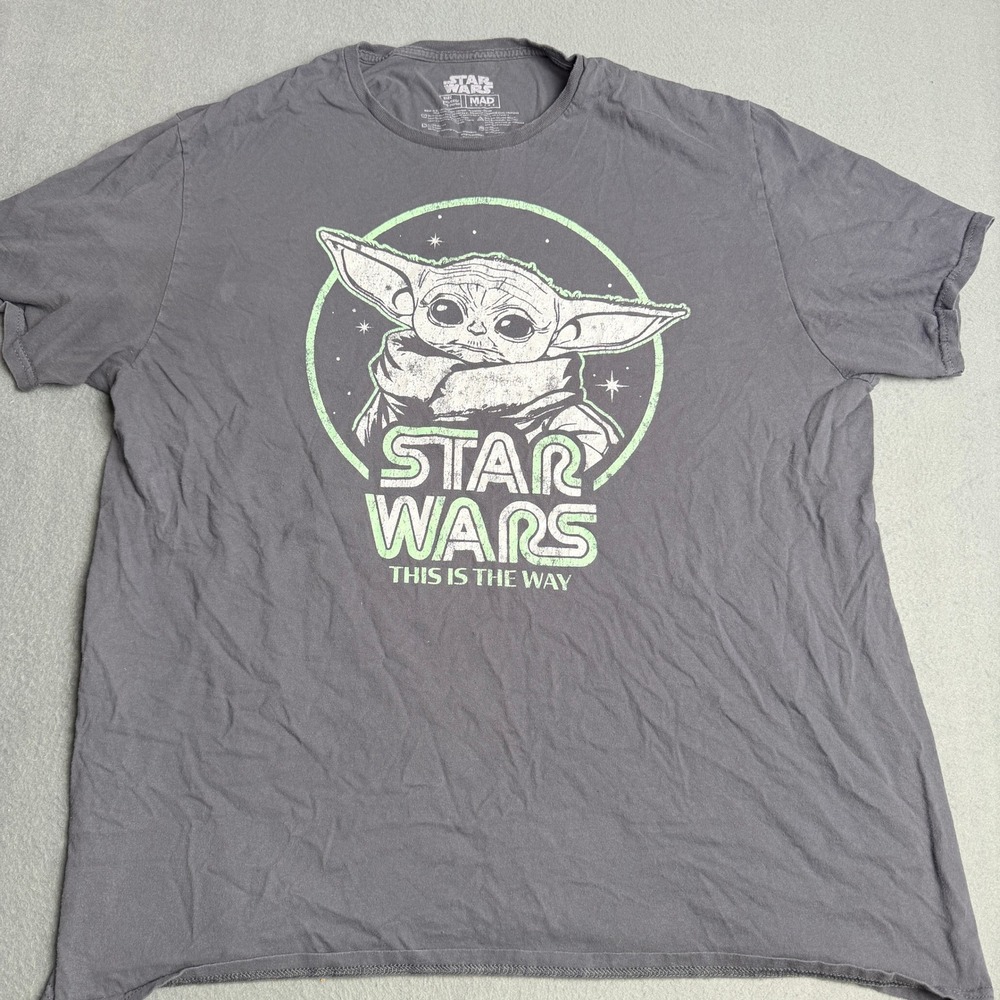 Star Wars The Mandalorian Baby Yoda This Is‎ The Way Gray Graphic T-Shirt XXL